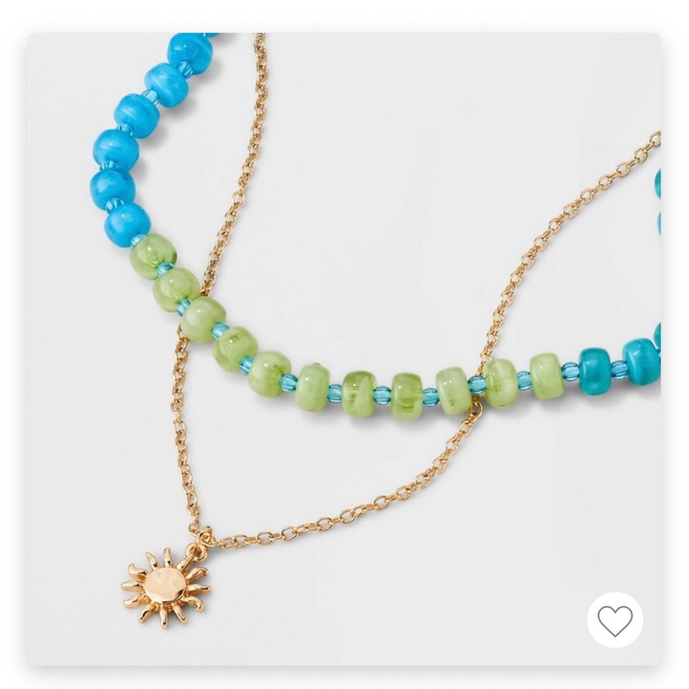 Gold and Blue Beaded Necklace